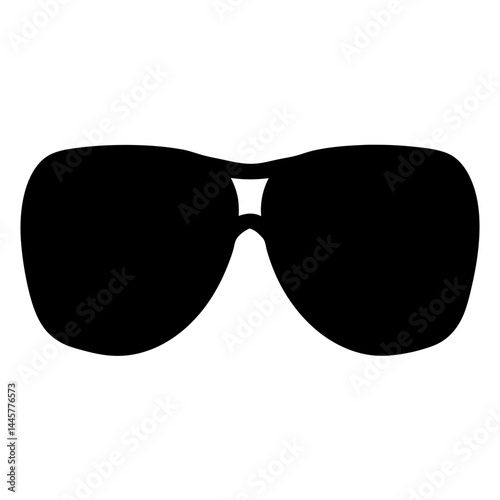Simple black aviator sunglasses icon, silhouette style eyewear with classic design