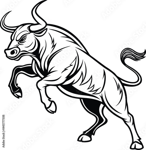 silhouette, bull, animal, vector, strength, wildlife, aggressive, horn, wild, farm
