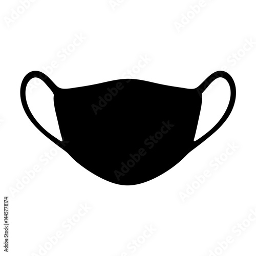 Black silhouette of a protective face mask against virus and bacteria