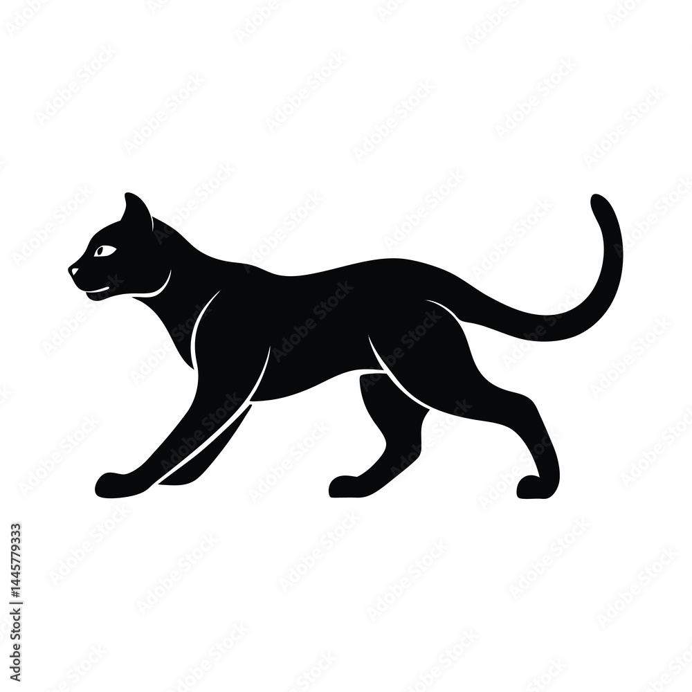 Fototapeta premium Running Cat Silhouette Vector Illustration