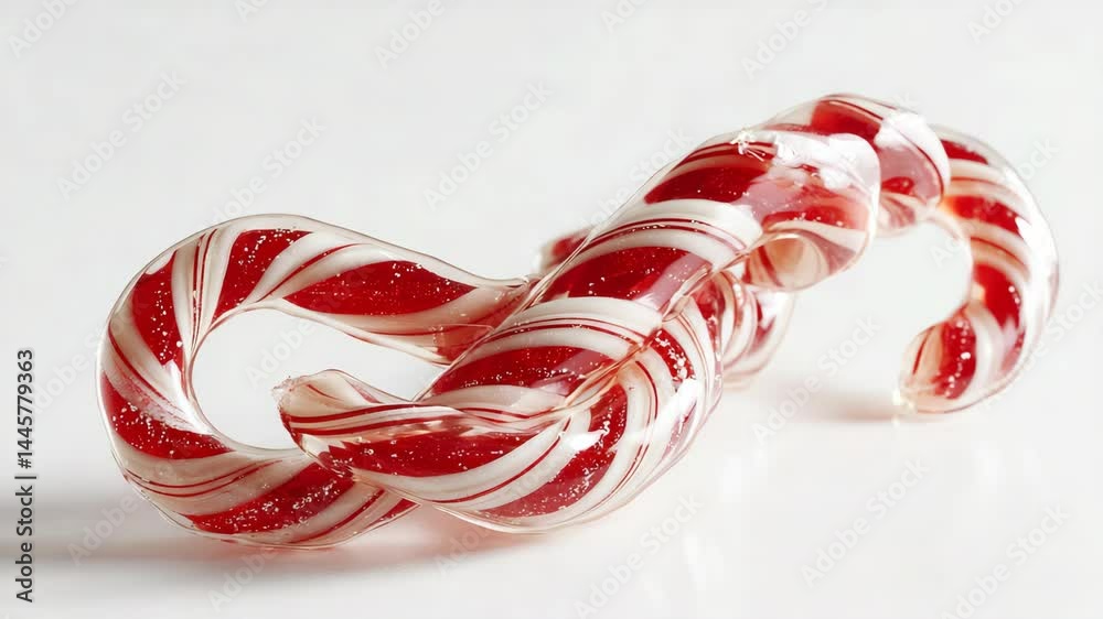 Red and white striped candy canes intertwined together against a bright background, a classic seasonal treat for the holidays.