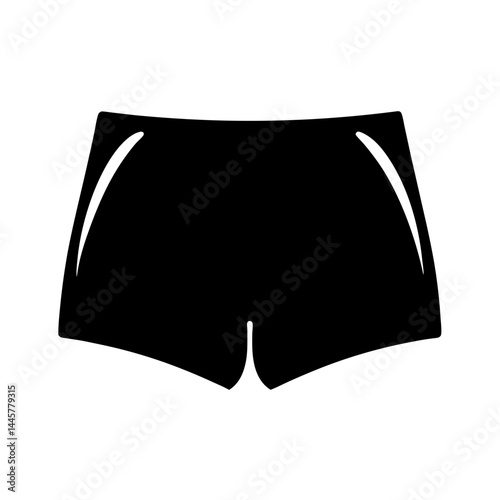 Black sports shorts icon on a white background, simple and clean