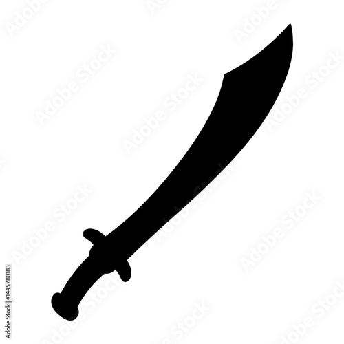 Black silhouette of a Chinese Dao sword with curved blade design