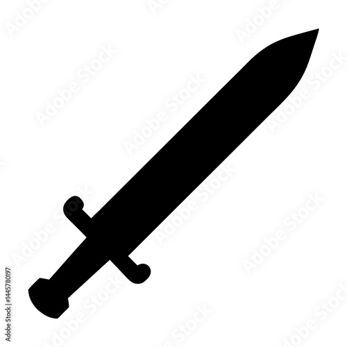 A stark silhouette of a medieval sword, evoking power and historical warfare