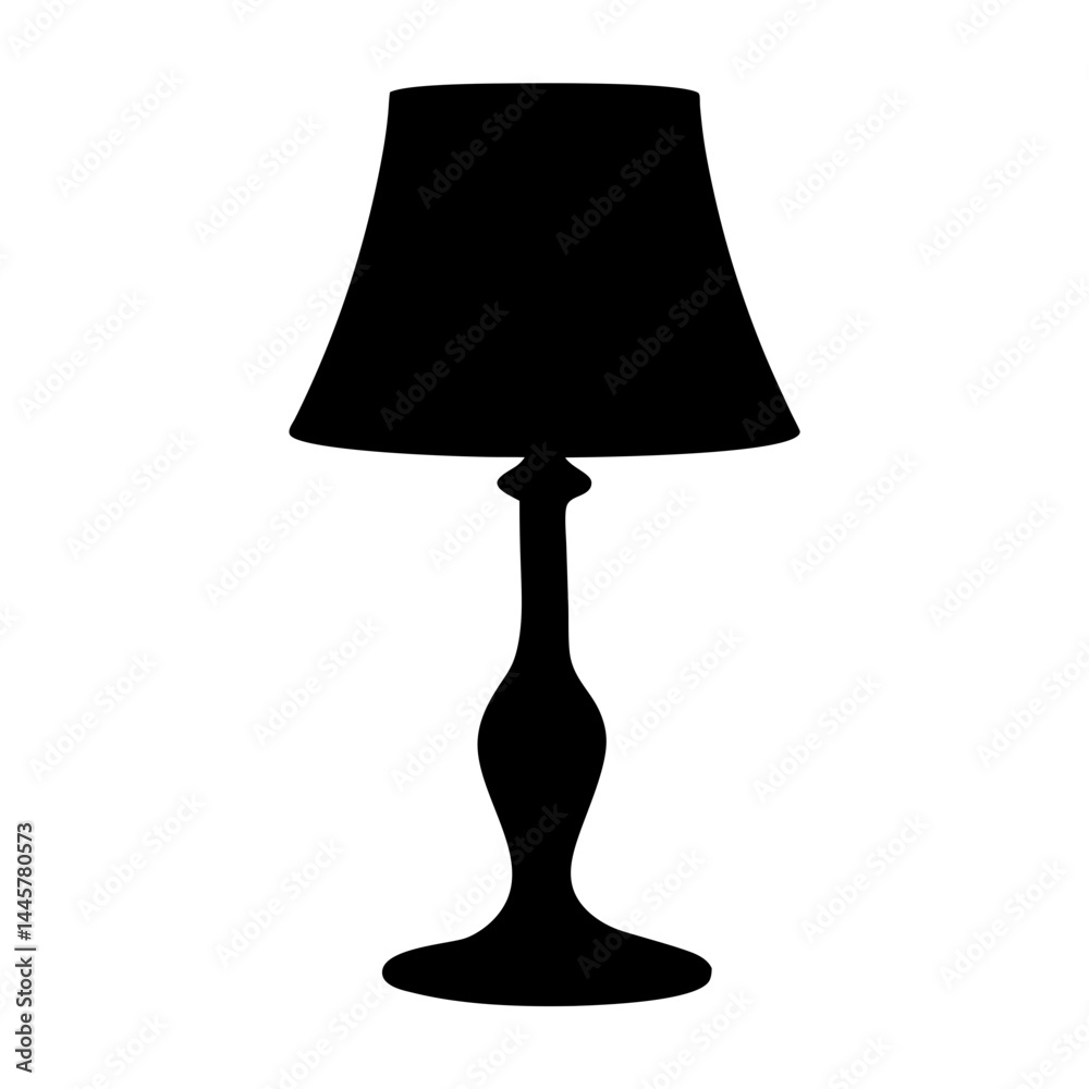 Black Silhouette of Table Lamp with Shade for Home Interior Lighting Black Silhouette of Table Lamp with Shade for Home Interior Lighting