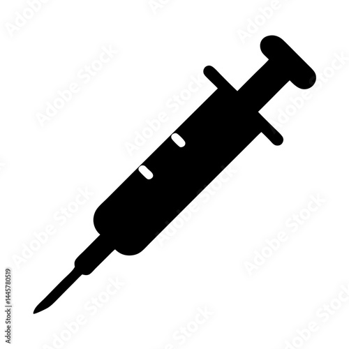 Simple minimalist vector image of a hypodermic needle with graduations for health