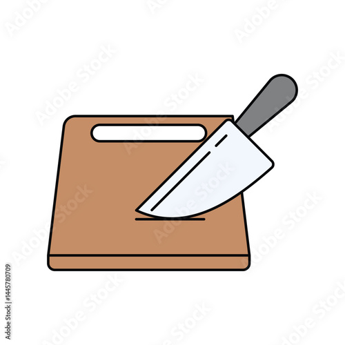 chopping board lineal color line icon with white background vector stock illustration