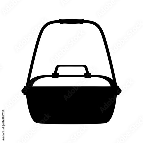 Silhouette of a Dutch Oven, Black Pot with Lid and Bail Handle