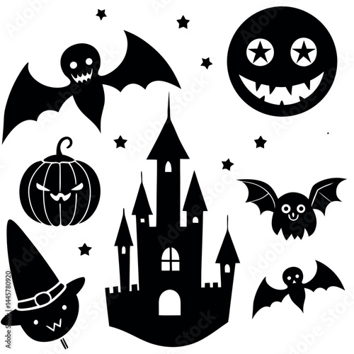    Cute Halloween elements vector illustration.
