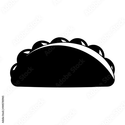 Stylized monochrome image depicts a Taco snack for delicious food enjoyment