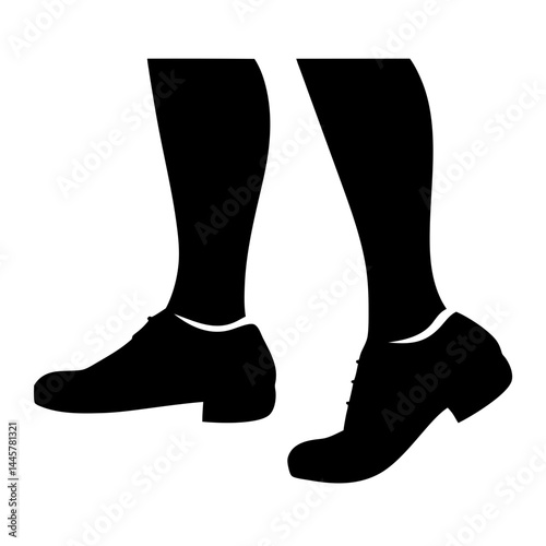 Silhouette of walking legs and formal shoes, representing progress and elegance