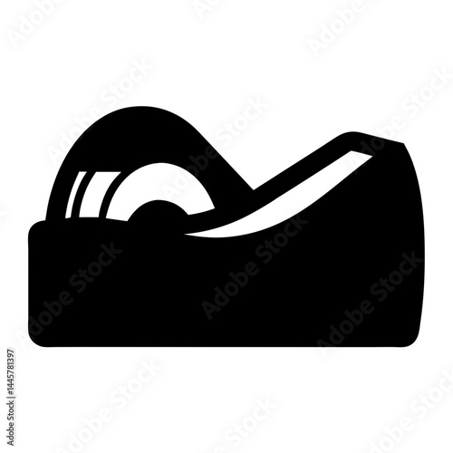 Simplified Black Silhouette of a Tape Dispenser with Partial Tape Roll