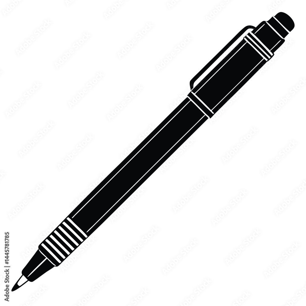 Isolated Black Vector writer using elements mechanical pencil With White Background Isolated Black Vector writer using elements mechanical pencil With White Background