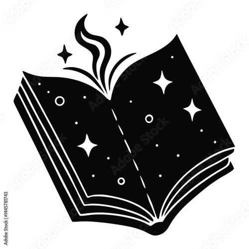 Isolated Black Vector writer using elements magic book With White Background