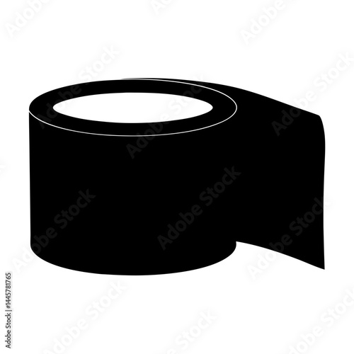 Isolated silhouette roll of black duct tape, a tool for repair