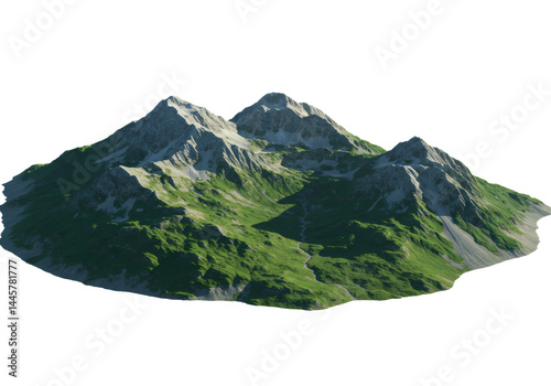 緑豊かな山々と草木の生い茂る夏の風景 太陽光の下の自然地形 透き通る空を背景にした鮮やかな色彩の風景