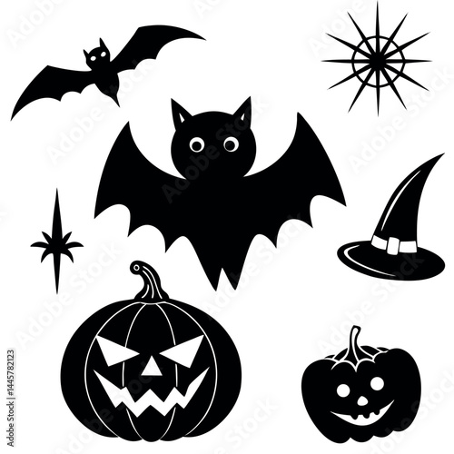    Cute Halloween elements vector illustration.

