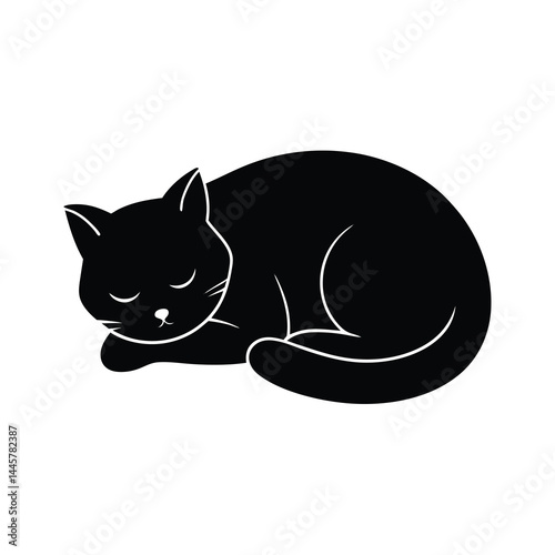 Sleeping Cat Silhouette Graphic