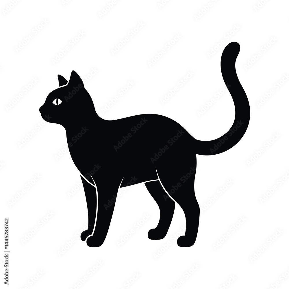 Fototapeta premium Standing Cat Icon in Silhouette Style
