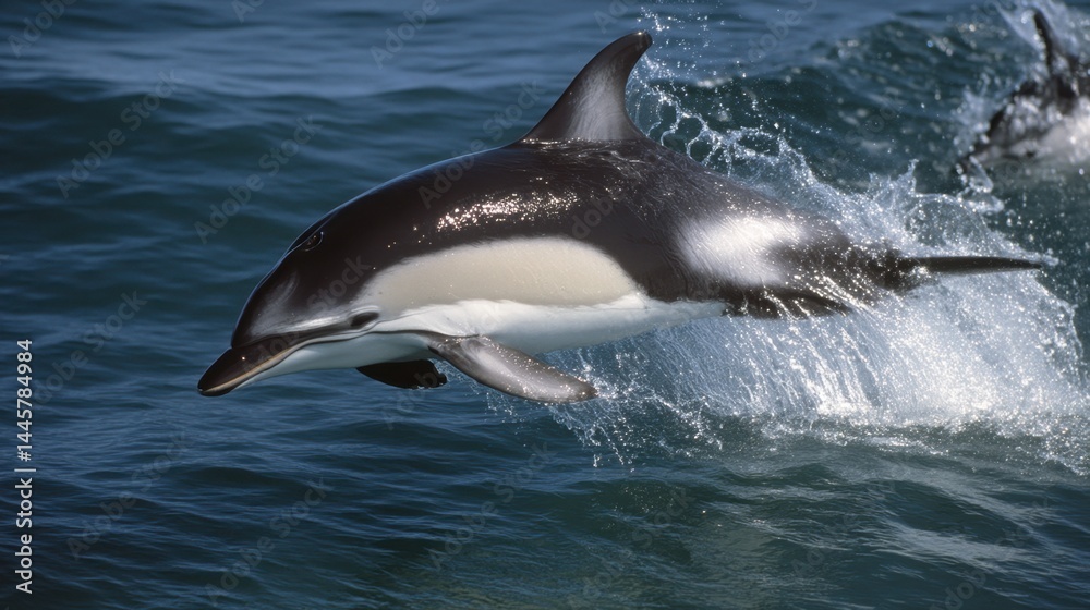 Fototapeta premium Leaping Dolphin: Marine Mammal in Motion