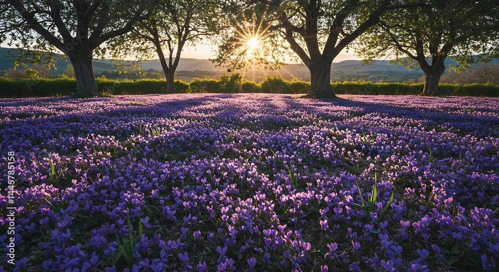 Naklejka premium Sunset Serenade AI Generated