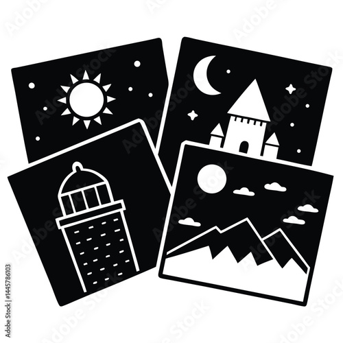 Isolated Black Vector writer using elements postcards for setting ideas With White Background