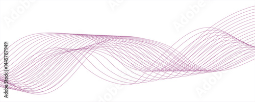 Abstract porple line wave vector background. Wave geometric Technology, data science frequency gradient lines . Futuristic energy sound waves technology curve flow wave .