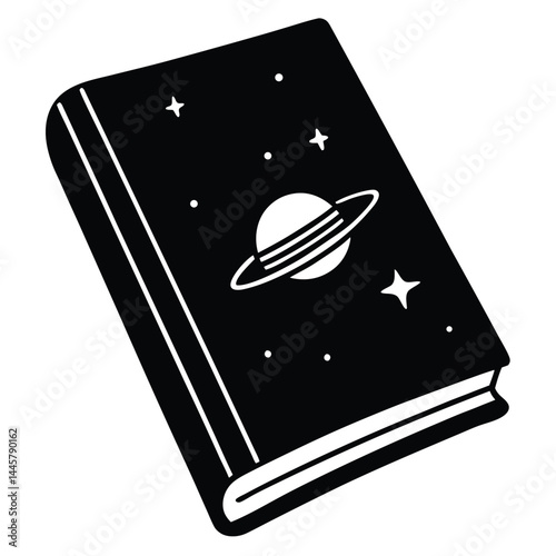 Isolated Black Vector writer using elements sci fi  space notebook  With White Background