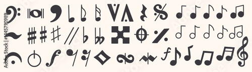 musical notations in doodle style in vector. Element for design advertisement mail posts poster print postcard banner