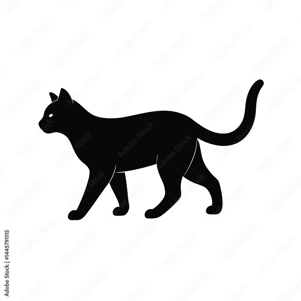 Fototapeta premium Modern Walking Cat Silhouette Vector Art