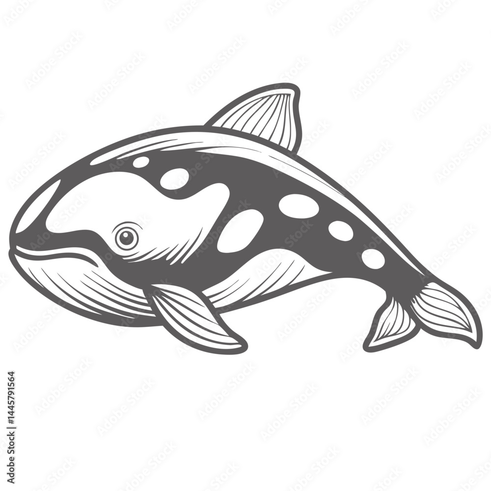 Fototapeta premium Dall's Porpoise Vector Illustration, Marine Mammal