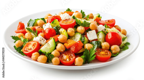 Colorful chickpea salad dish