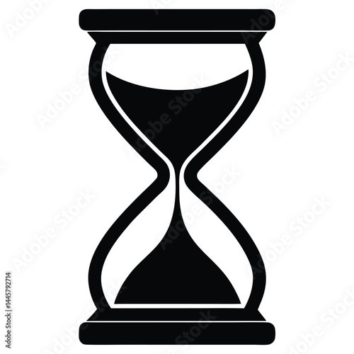 Isolated Black Vector writer using elements timer or hourglass With White Background
