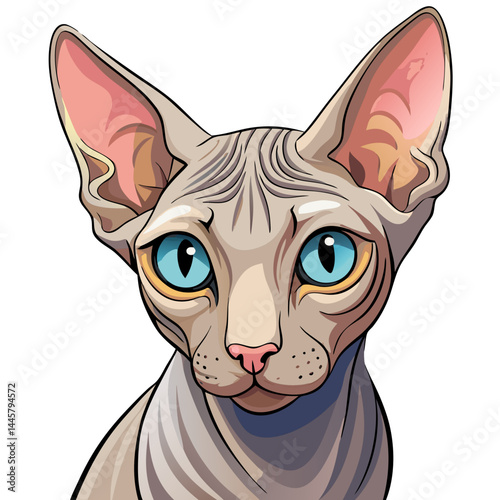 Sphynx cat no background vector file.