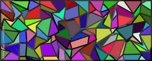 Multicolored Geometric Design, An eye-catching pattern of multicolored polygons, forming a unique and abstract mosaic