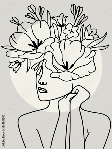 A girl with a bouquet vector