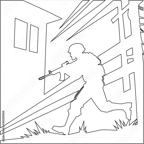 A fun vector illustration shows a comic sketch of people, a man on a ladder and another on the roof