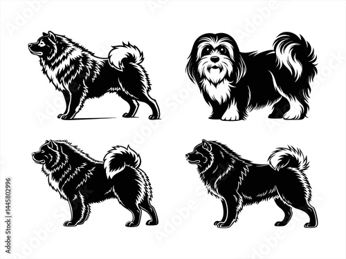 lhasa apso sihouette black vector bundle