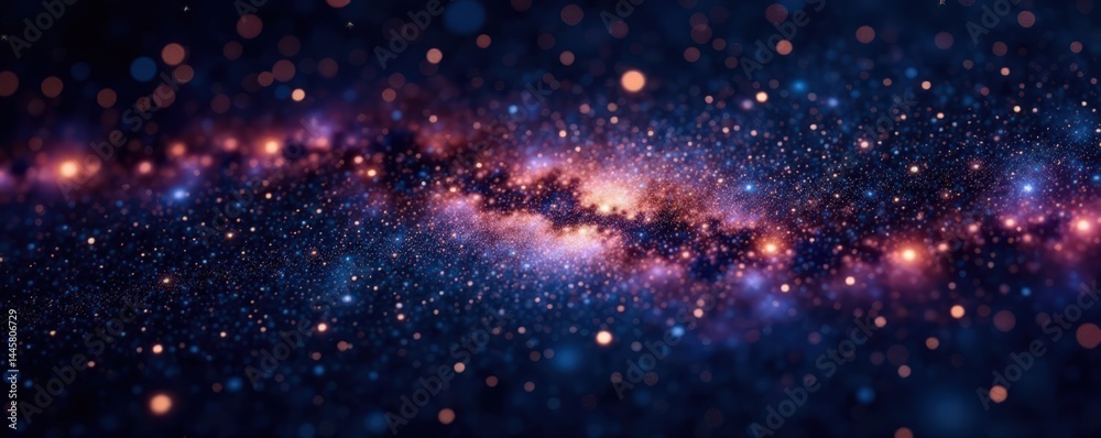 Sparkling starfield on black canvas with shooting stars and nebulae, space, galaxy field, astronomy