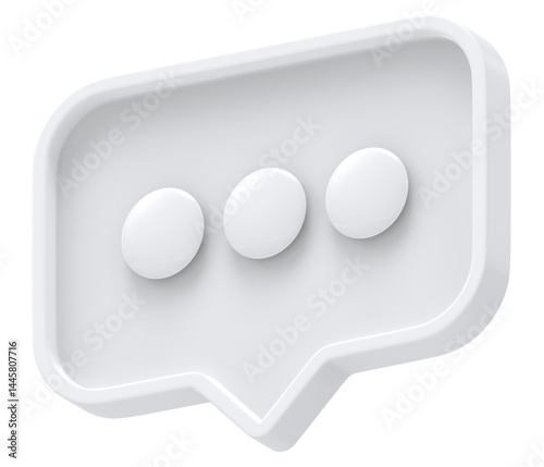 3d white shape chat social media notification rectangle icon isolated transparent background 3D rendering