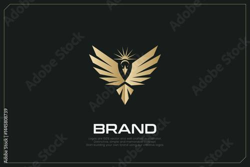 Raven Animal Logo Brand Gold