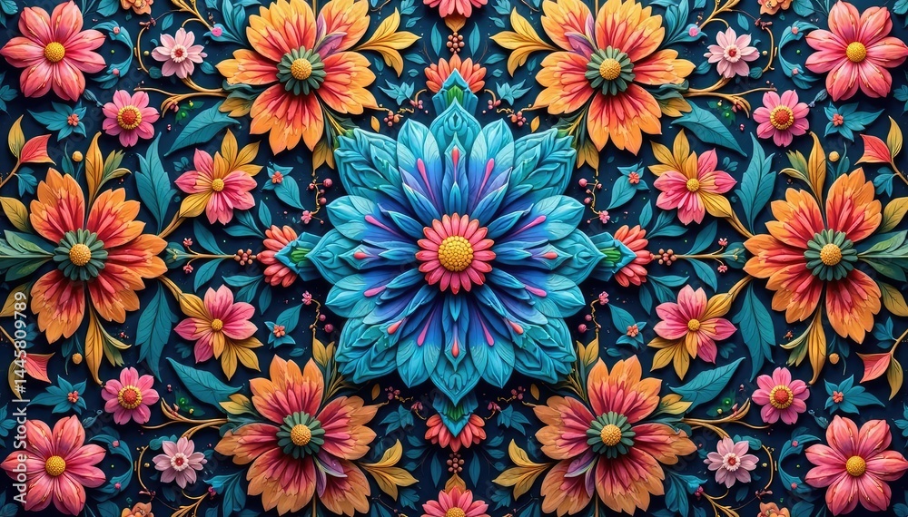 Intricate floral motifs create a continuous design , flower, print Intricate floral motifs create a continuous design , flower, print