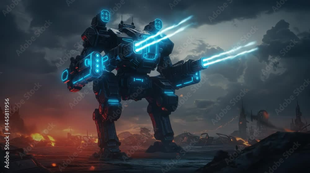 Armored Robotic Creature with Electric Weapons Armored Robotic Creature with Electric Weapons