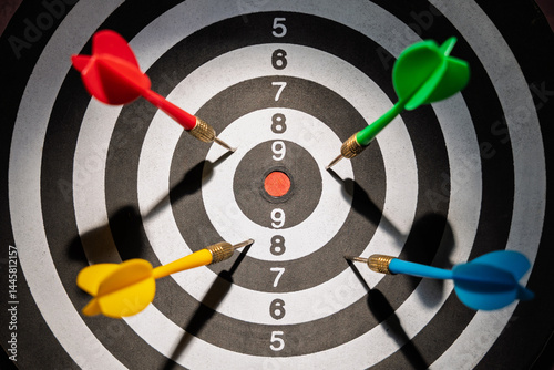 All the darts hit the target, but none of them hit the center point, businesses that are not as successful as they should be,  communication does not reach important content