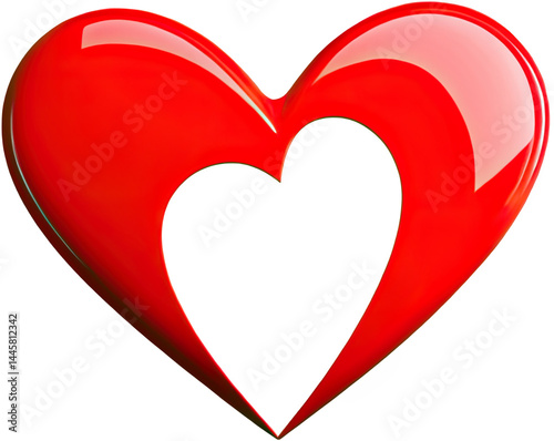 Glossy Red Heart Symbol with Smooth Gradient and Subtle Shadow