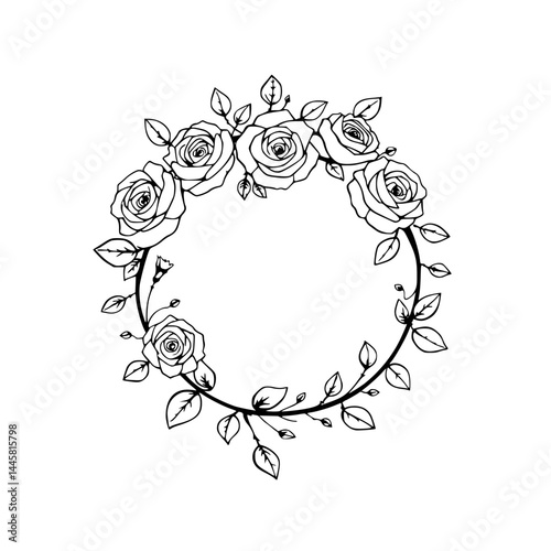 Elegant Floral Wreath Line Art for Design and Decoration