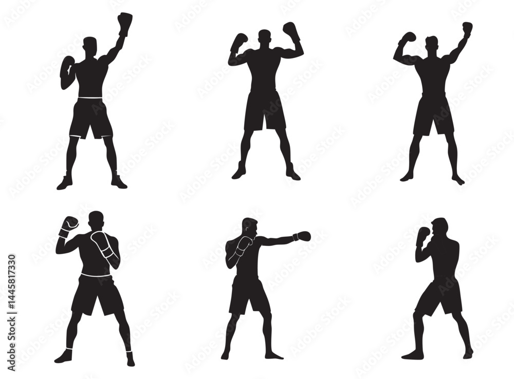Fototapeta premium Boxer stand with pose vector silhouette 
