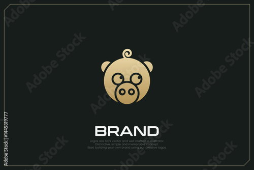 Pig Animal Logo Brand Gold