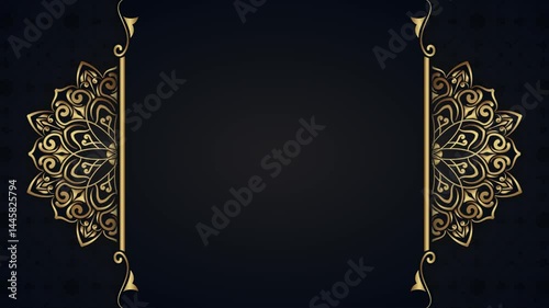 black background animation with gold mandala ornament