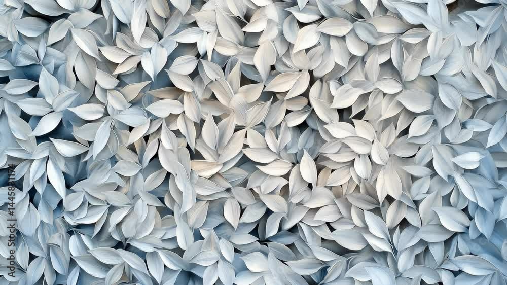 A striking collection of pale leaves is beautifully arranged, creating a calming and visually appealing natural display A striking collection of pale leaves is beautifully arranged, creating a calming and visually appealing natural display